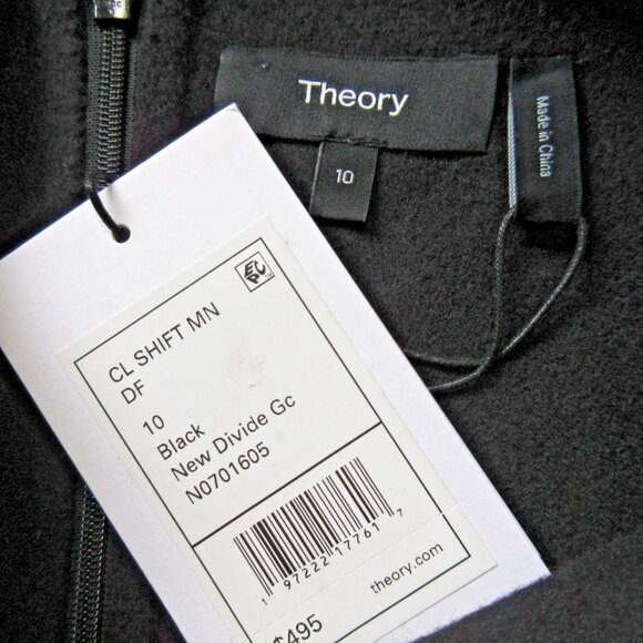 NWT Theory Shift Mini in Black New Divide Wool Cashmere Sleeveless Dress 10 - Picture 3 of 5